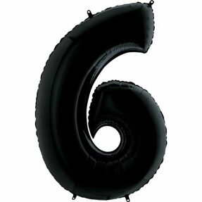 Воздушный шар (40''/102 см) Цифра, 6, Черный, 1 шт.